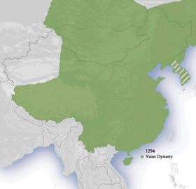 綠色部份為元朝疆域